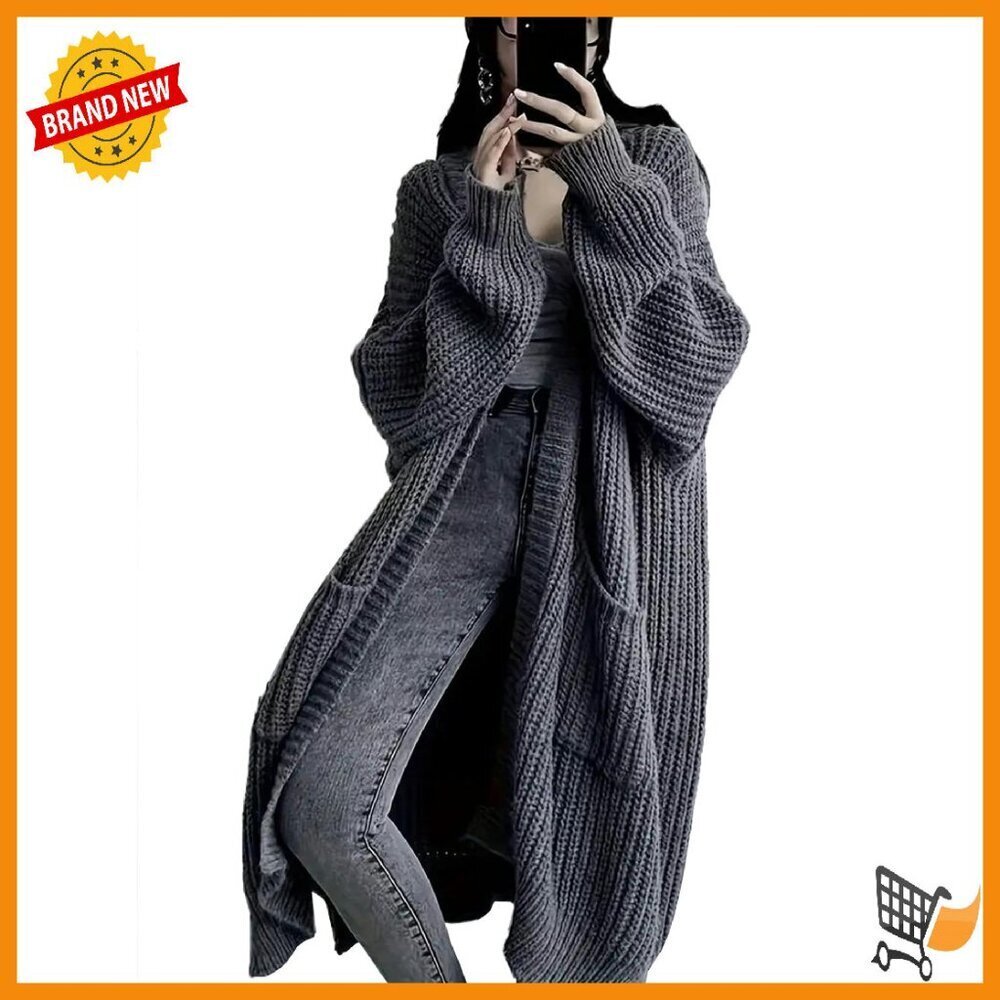 Plus Size Oversized Chunky Knit Cardigan with Pockets Winter Wear